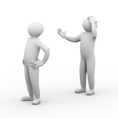 Two people having church probllems by not listening to each other. Two people having church problems by not listening to each other.